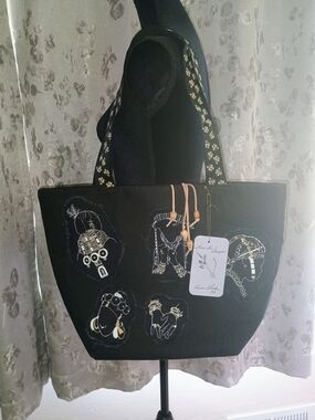 Black Tote Bag with Gold Accents